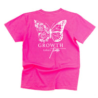 Embroidered/Printed Comfort Colors Tee (pf&b) - Floral Butterfly / Growth Takes Time