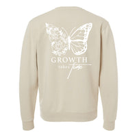 Embroidered/Printed PIGMENT Crewneck (pf&b) - Floral Butterfly / Growth Takes Time