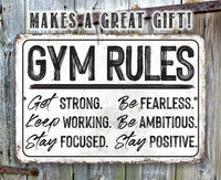 Gym Rules - Metal Sign