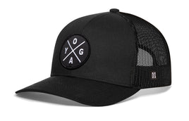 YOGA Trucker Hat  |  Black Fitness Snapback