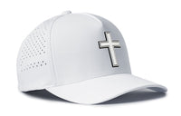 Cross Performance 5-Panel Hat  |  White PVC Christian Flexfit® Snapback