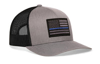 Thin Blue Line Trucker Hat  |  Gray-Black Police Tactical Snapback