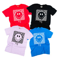Hello (Choose Your Grade) - Checker Smiley - Comfort Colors Tee