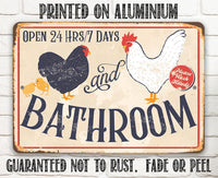 Hen & Rooster Bathroom -Metal Sign
