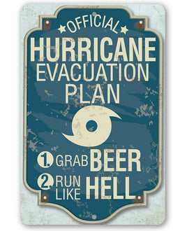 Hurricane Evacuation Plan - Metal Sign