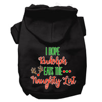 Christmas Pet Hoodie Screen Printed, "I Hope Rudolph Eats The Naughty List"