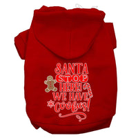 Christmas Pet Hoodie Screen Printed, "Santa Stop Here, We Have Cookies"