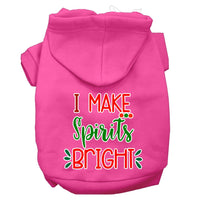 Christmas Pet Hoodie Screen Printed, "I Make Spirits Bright"