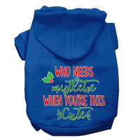 Christmas Pet Hoodie Screen Printed, "Who Needs Mistletoe When You're This Cute"
