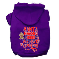Christmas Pet Hoodie Screen Printed, "Santa Stop Here, We Have Cookies"
