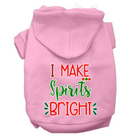 Christmas Pet Hoodie Screen Printed, "I Make Spirits Bright"