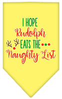 Christmas Pet Bandana "Hope Rudolph Eats The Naughty List"