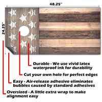 Brown Distressed American Flag - Cornhole Board Wrap - Set of 2