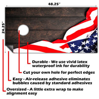 Flag on Dark Wood - Cornhole Board Wrap - Set of 2