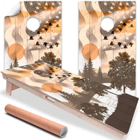 American Flag w/ Ducks Flying - Cornhole Board Wrap - Set of 2