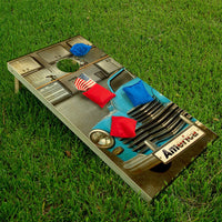Blue Car - Cornhole Board Wrap - Set of 2