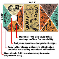 Retro Style Drinking Game - Cornhole Board Wrap - Set of 2