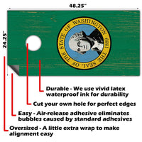Washington State - Cornhole Board Wrap - Set of 2