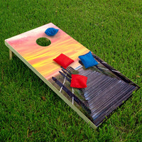 Pier at Sunrise - Cornhole Board Wrap - Set of 2