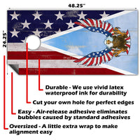 USA American Eagle Flag - Cornhole Board Wrap - Set of 2