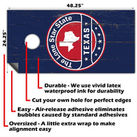 Texas in Dark Blue - Cornhole Board Wrap - Set of 2