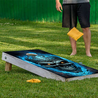 Blue Flaming Skull - Cornhole Board Wrap - Set of 2