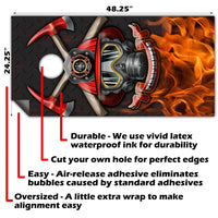 Firefighter and Steel - Cornhole Board Wrap - Set of 2