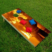 Fire Hero and Flames - Cornhole Board Wrap - Set of 2
