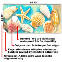 Starfish on Beach - Cornhole Board Wrap - Set of 2