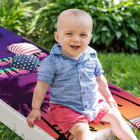 Sunset Palms Weekend Vibes - Cornhole Board Wrap - Set of 2