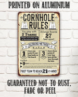 Cornhole Rules - Metal Sign