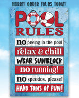 Pool Rules - Metal Sign