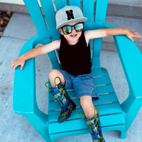 Varsity initial - Child Flat Brimmed Hat w/ Mesh Back