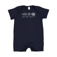 JUST ROLL WITH IT - Short Sleeve / Shorts - One Piece Baby Romper