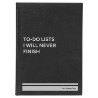Personalized TO DO List Leatherette Sketch Book (large) | Black/Silver