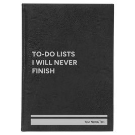 Personalized TO DO List Leatherette Sketch Book (large) | Black/Silver