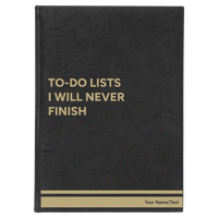 Personalized TO DO List Leatherette Journal (large) | Black/Gold