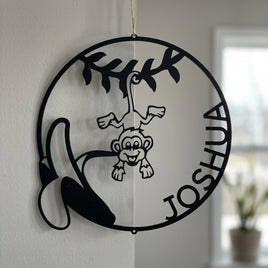 Custom Metal Wall Art - Personalized Little Monkey Name Sign