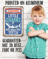 Little Sharks Brush Teeth - Metal Sign