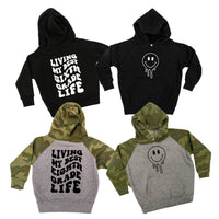 Living My Best (Choose Your Grade) Life - Melty Smiley (f & b) - Child HOODIE