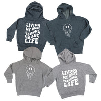 Living My Best (Choose Your Grade) Life - Melty Smiley (f & b) - Child HOODIE