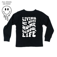 Living My Best Home School Life - Melty Smiley (f & b) - Child Long Sleeve Tee