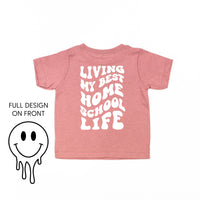 Living My Best Home School Life - Melty Smiley (f & b) - Child Tee