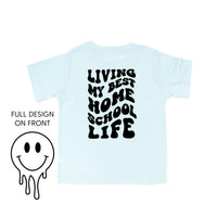 Living My Best Home School Life - Melty Smiley (f & b) - Child Tee