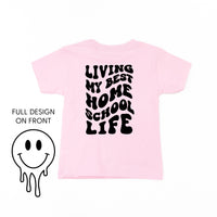Living My Best Home School Life - Melty Smiley (f & b) - Child Tee