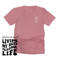Living My Best Teacher Life - Melty Smiley (pf & b) - Unisex Tee