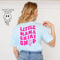 Little Mama Shirt Shop® MELTY Logo w/ Smiley Pocket - Comfort Colors Tee