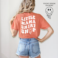 Little Mama Shirt Shop® MELTY Logo w/ Smiley Pocket - Comfort Colors Tee