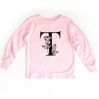 Floral Initials - Child Long Sleeve Tee