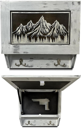 Hidden Gun Safe Coat Rack Snow Mountain Wall Decoration Concealed Shelf Firearm Cabinet